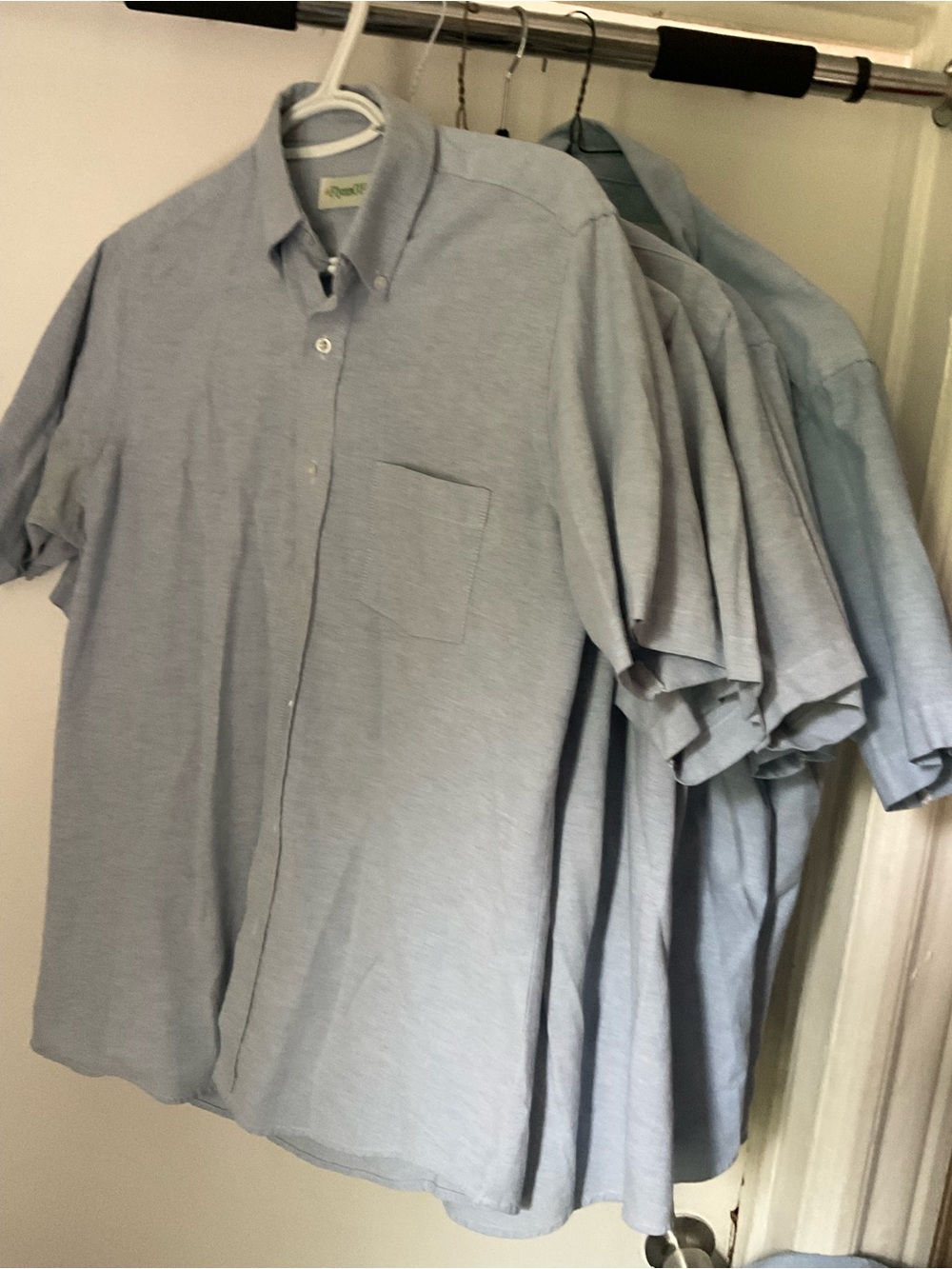 Bulk Youth Blue Short-Sleeve Button-Down Shirt with Chest Pocket